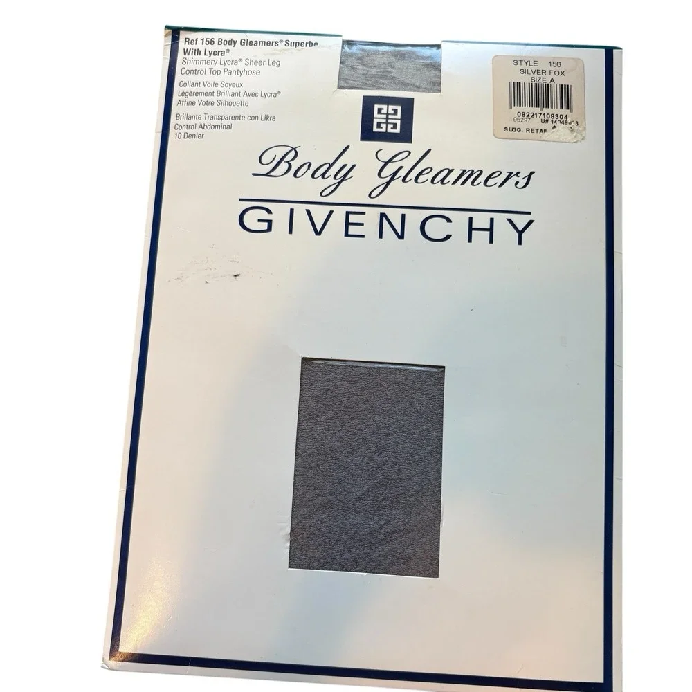 Givanchy Pantyhose Control Top Size A Body Gleamer Shimmery Sheer Leg Silver Fox